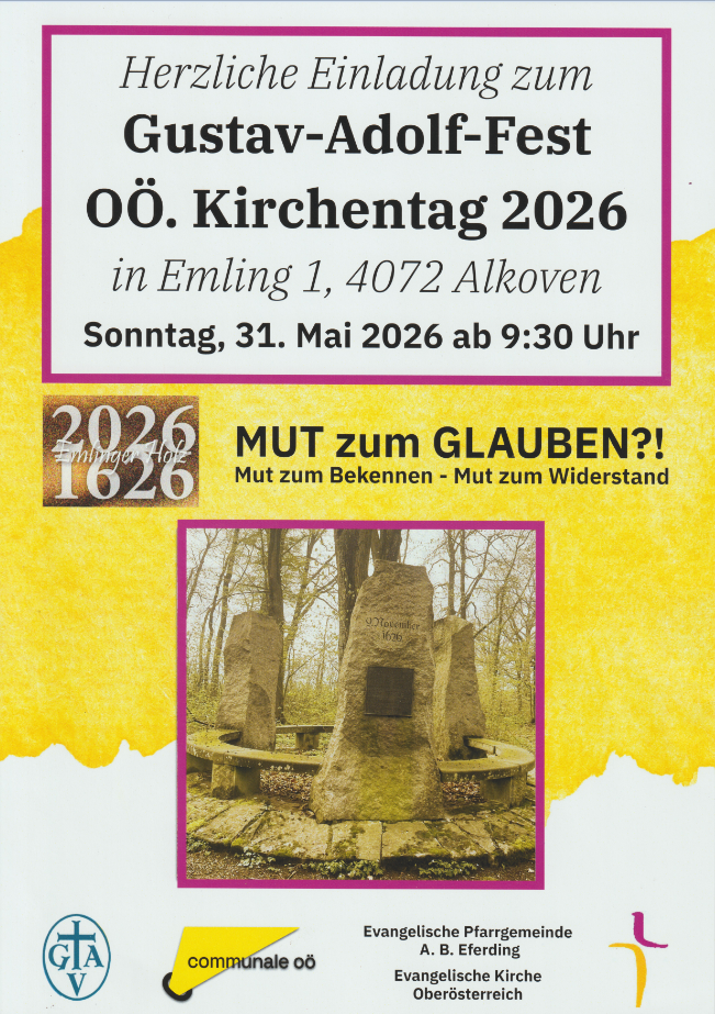 Einladung zum Gustav-Adolf-Fest / OÖ Kirchentag am 31.5.2026 