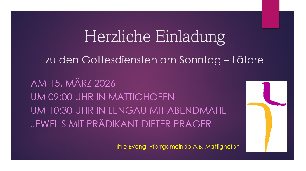 Herzliche Einladung zu den Gottesdiensten 